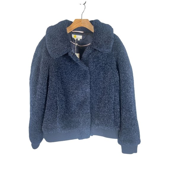 NWT Anthropologie Boden Teddy Bear Jacket Navy Size 14 - Picture 2 of 8